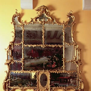Chinese looking glass, York Bedroom, Arundel Castle, carved by J. A. Cuenot, 1750 (mirror glass, gilded wood & oil on panel)