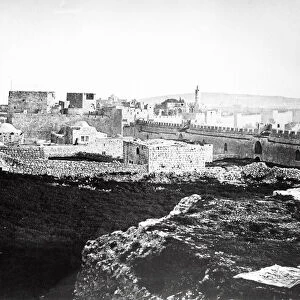 Christ Church and the Jaffa Gate, Jerusalem, 1857 (b / w photo)