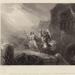 Christian and Hopeful Escaping from Doubting Castle (engraving)