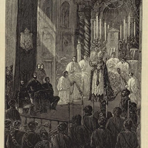 The Civil War in Spain, Don Carlos attending Mass at Tolosa (engraving)