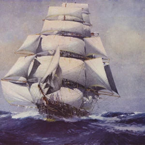 Clipper ship Lightning in full sail (colour litho)