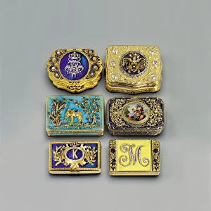 Collection of snuff boxes (enamel & silver-gilt)