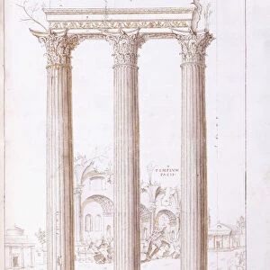 The columns of the temple of Castor and Pollux, with the temple of Peace in