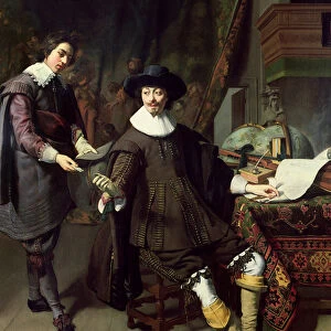 Constantijn Huygens (1596-1687) and his clerk, 1627 (oil on panel)