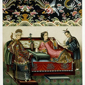 Costume of the Chinese Impress. Chromolithographic plate - in "