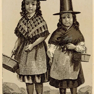 Costumes of Wales: Welsh Children (litho)