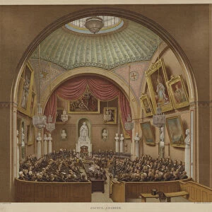 Council Chamber, Guildhall, City of London (colour litho)