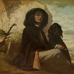Courbet with his Black Dog, 1842 (oil on canvas)