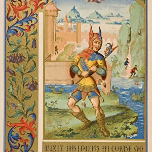 A court fool, reproduction of a miniature from a 15th century manuscript, from Le