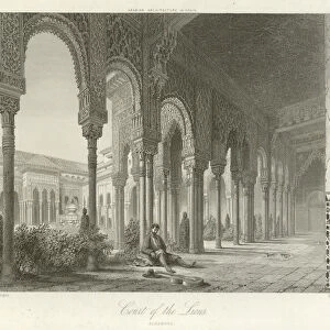 Court of the Lions, Alhambra, Granada, Spain (engraving)