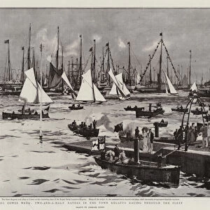 The Cowes Week, Two-and-a-Half Raters in the Town Regatta racing through the Fleet (litho)