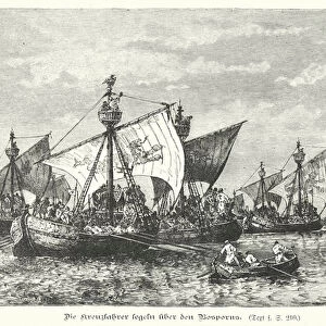 Crusader fleet crossing the Bosphorus (engraving)