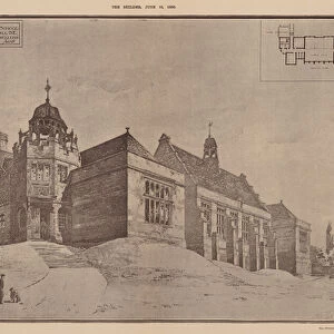 Design for the Colfe Grammar School, Lewisham Hill, SE, for the Worshipful Company of Leathersellers (engraving)