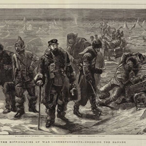 The Difficulties of War Correspondents, crossing the Danube (engraving)