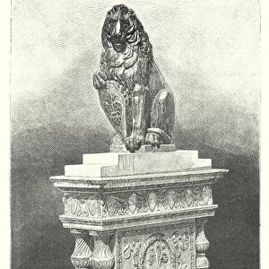 Donatello, Le Lion de Florence, dit Le Mazocco, 1386-1466, Place de la Seigneurie (engraving)