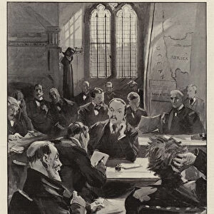 Dr Jameson before the South Africa Committee, replying to Mr Labouchere and Mr Blake (litho)