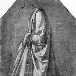 Drapery study for a kneeling figure seen in three-quarter profile to the left, c