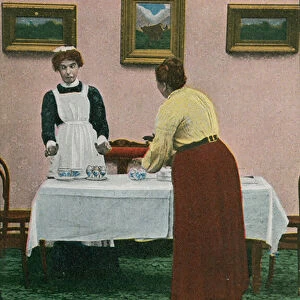 Eggs and spoons (colour litho)