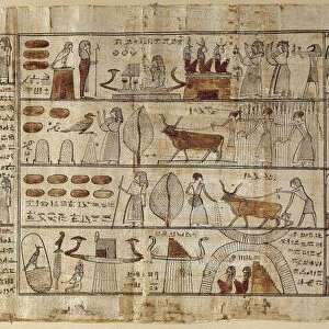 Egyptian antiquitis: the Elysees fields. Painting on papyrus from the Book of the Dead