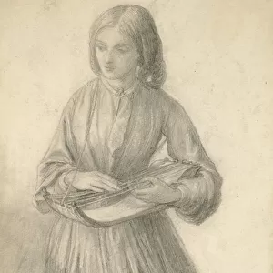 Elizabeth Siddal playing a Stringed Instrument, c. 1852 (graphite on off-white paper)