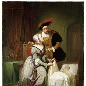 Emperor Charles and his Mistress Johanna van der Gheynst at the Cradle of their Daughter Margaret, 1844 (oil on canvas)