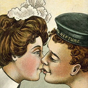 England expects etc - house maid kissing a sailor (colour litho)