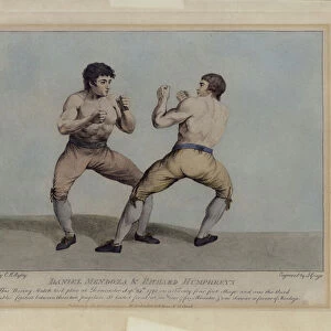 English prizefighters Daniel Mendoza and Richard Humphreys at their boxing match on 29 September 1790 (engraving)