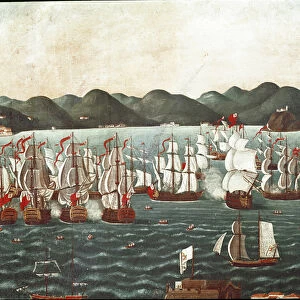 English Ships in the Bay of Rio de Janeiro (Painting, end of the 18th century)