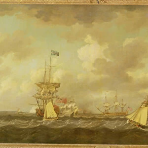 English Ships Coming to Anchor in a Fresh Breeze (oil on canvas)