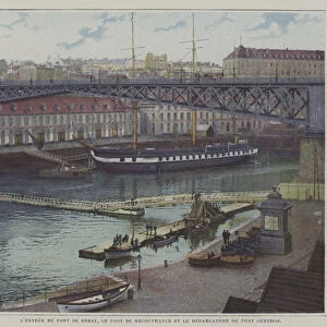Entrance to the port of Brest, showing the Pont de Recouvrance and the Pont Gueydon (colour photo)