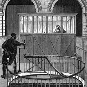 Entrance of the tresor cellars of the Banque de France in Paris in the 19th century