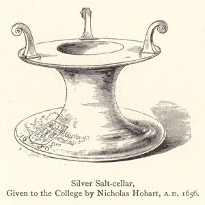 Eton College: Silver Salt-cellar, given to the College by Nicholas Hobart, AD 1656 (engraving)