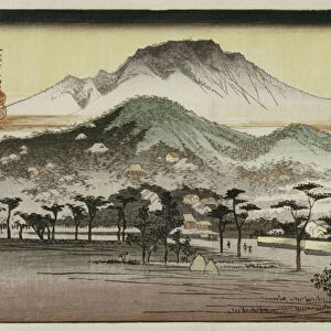 Evening Bell at Mii Temple, from the series Eight Views of Lake Biewa (colour woodblock print)
