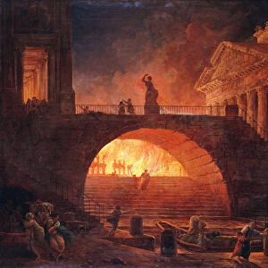 The Fire of Rome, 18 July 64 AD (oil on canvas)