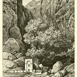 Fountain of Castalia, Mount Parnassus (engraving)