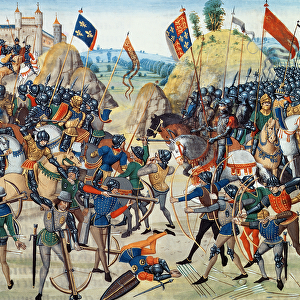 Fr 2643 f. 165v Battle of Crecy from the Hundred Years War