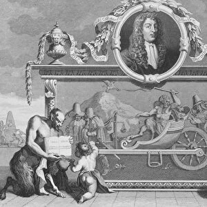Frontispiece for Hudibras including a portrait of Samuel Butler, engraved