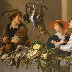 Game and Vegetable Sellers (oil on canvas)