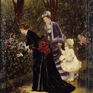 In the garden. Painting by Jean Beraud (1849-1935), 19th century. Paris, Musee Carnavalet