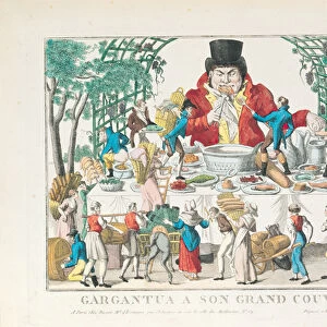 Gargantua at his Table (colour litho)