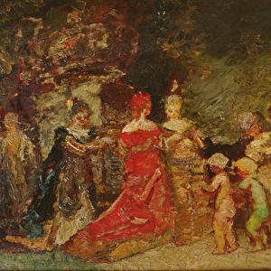 Gathering in a Park (oil on canvas)