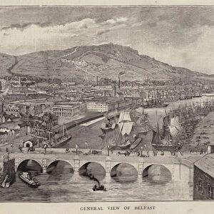 General view of Belfast, Ulster, Ireland (litho)