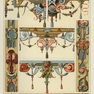 German Renaissance, Wall-Painting, Plastic Ornament in Stone and Wood (colour litho)