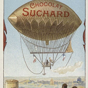 Giffards dirigible airship, 1852 (chromolitho)