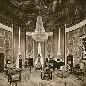 Grand Salon, designed by Jacques-Emile Ruhlmann, 1925 (b / w photo)