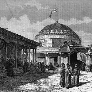 The great bazaar of Samarkand (Samarqand or Samarkand) in Uzbekistan in the 19th century
