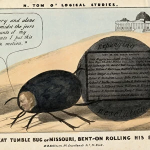 The great tumble bug of Missouri: Benton rolling his ball, 1837 (colour litho)