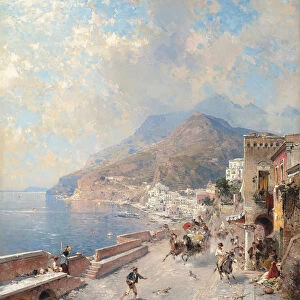 Gulf of Salerno, Amalfi, (oil on canvas)