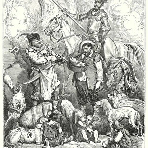 Gustave Dores Don Quixote: "Make shift to stay your stomach with that till dinner be ready"(engraving)
