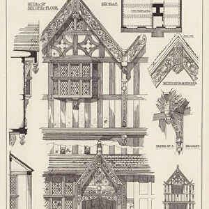 The Hall of the Butchers Guild, Hereford, Details (litho)